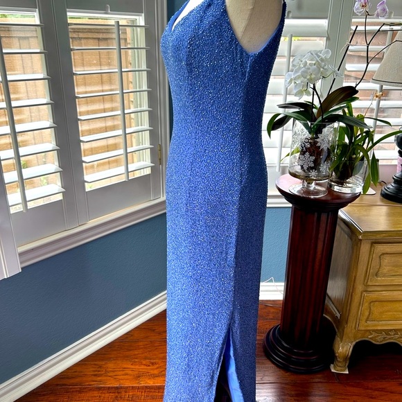 Michelangelo periwinkle beaded embellished evening gown/prom/wedding - Picture 11 of 13